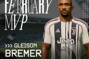 对阵帕尔马梅开二度，尤文官方：布雷默当选队内2月最佳球员