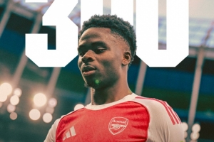 前299场78球78助！24岁萨卡迎阿森纳生涯300场里程碑之战