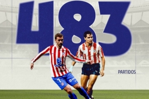 483场！格列兹曼追平雷诺内斯，并列马竞队史出场第四多