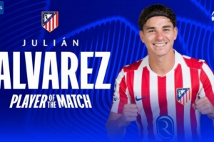 2球1助！阿尔瓦雷斯当选马竞vs热刺全场最佳球员