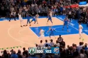 宛如乔丹~杰伦·布朗上下步超难翻身中距离回应SGA追平比分