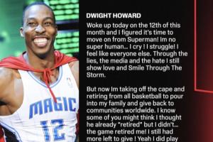 超人脱下战袍！魔兽霍华德长文宣布退役&结束20年篮球职业生涯