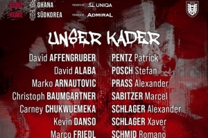 奥地利名单：阿拉巴、莱默尔在列，丘库埃梅卡、万纳尔入选