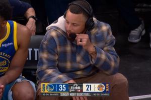 带着镣铐采访！转播方连线库里呢 追梦蹭进镜头里了