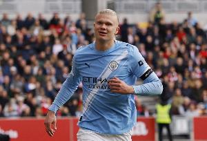 哈兰德在欧冠中已打进34球，距队史射手王阿圭罗仅差两球