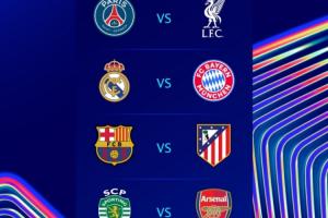 欧冠1/4决赛开球时间：均为凌晨3点开球 首回合4月8日皇马vs拜仁