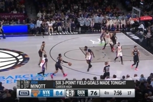 神准！米诺特外线开火三分再中 已射落6记三分创个人生涯新高