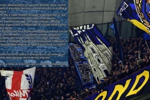 国米北看台：失利和判罚试图动摇我们，呼吁下轮带围巾支持球队